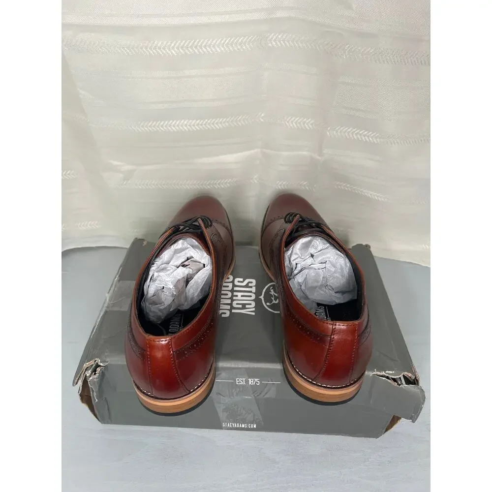 Stacy Adams Dickinson Cap Toe Oxford Cognac Mens Size 11M Dress Shoes